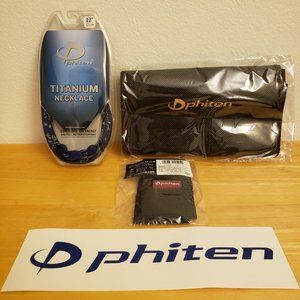 Phiten Titanium Necklace + Black Tote, Headband, Sticker